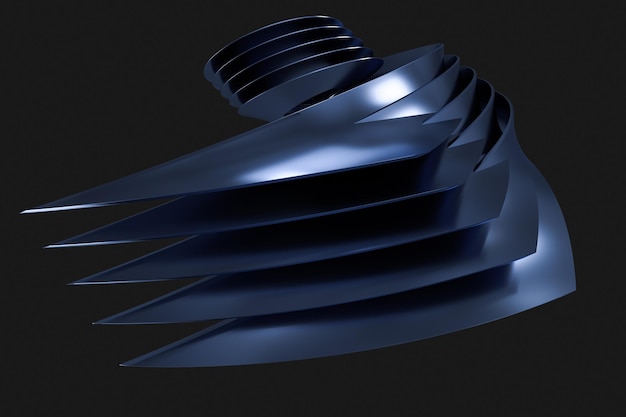 Representación 3d superficie metálica azul y fondo de diseño gráfico
