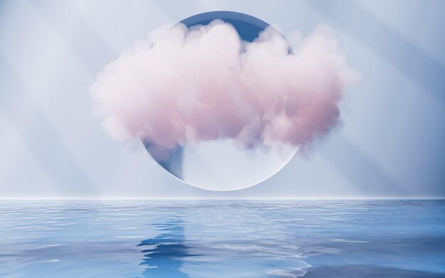 Foto representación 3d de la superficie de la nube y el agua