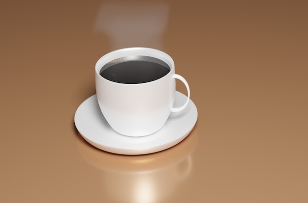 Foto representación 3d de una taza de café caliente