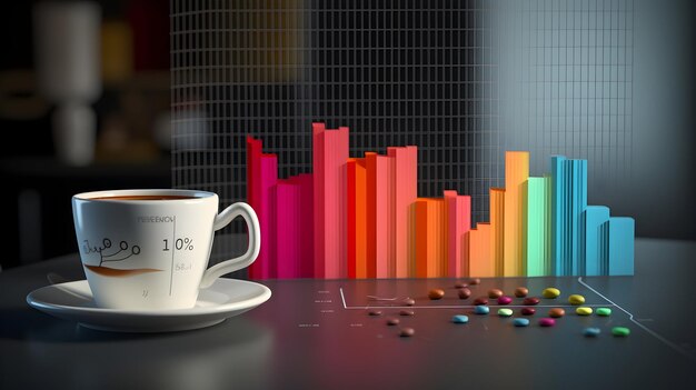 Una representación 3D de una taza y un diagrama