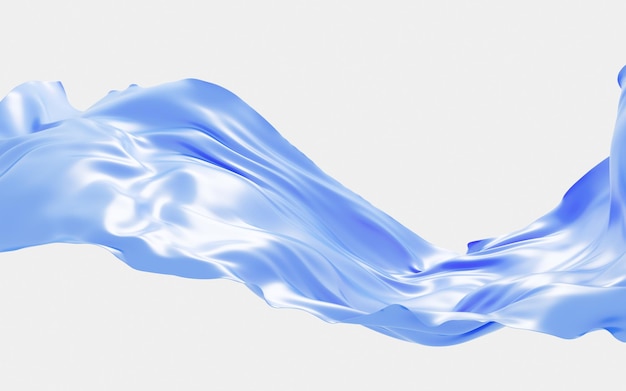 Representación 3d de tela que fluye abstracto azul