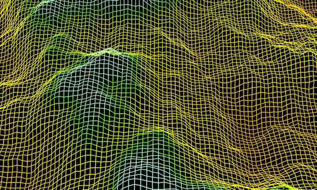 Representación 3D. Terreno de cuadrícula topográfica degradado