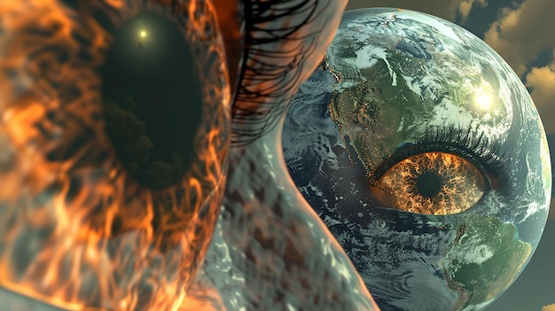 Representación 3D de la Tierra con Calentamiento Global