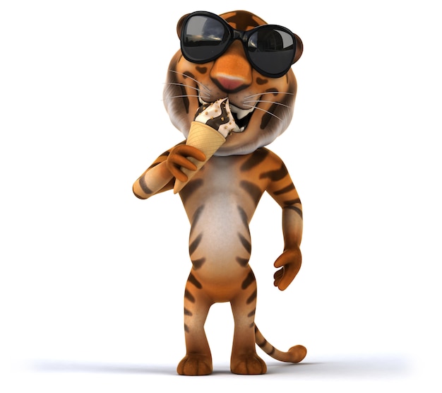 Representación 3D de tigre gracioso