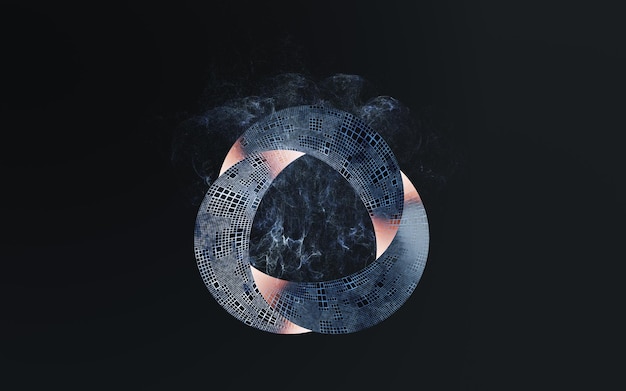 Representación 3d de la tira Mobius de metal oscuro