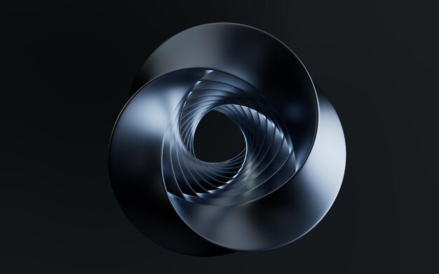 Representación 3d de la tira Mobius de metal oscuro