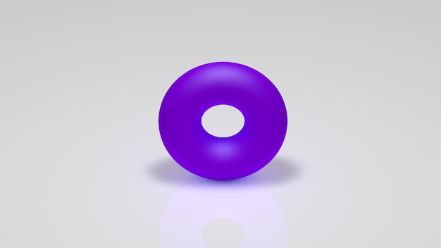 Representación 3D, un toro violeta sobre un fondo blanco.