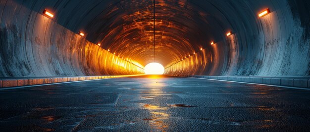 Foto una representación en 3d de un túnel de arquitectura en una carretera de asfalto vacía