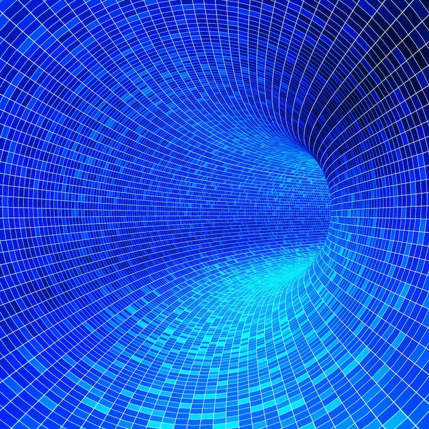 Representación 3d del túnel de mosaico azul