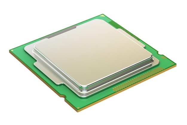 Representación 3D de la unidad de procesador de la computadora CPU