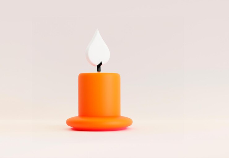 Representación 3D de vela naranja