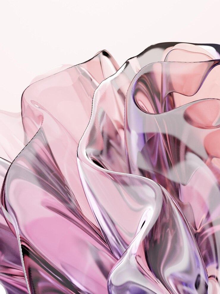Representación 3D de vidrio abstracto o ilustración floral de cristal para presentación de folleto de belleza o portada de catálogo