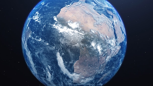 Representación 3D de una vista del planeta Tierra desde el espacio