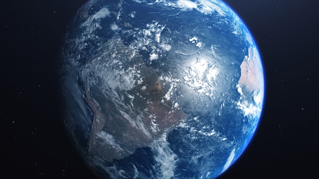 Representación 3D de una vista del planeta Tierra desde el espacio