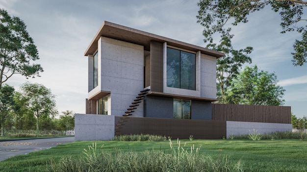Representación 3D de visualización de la casa