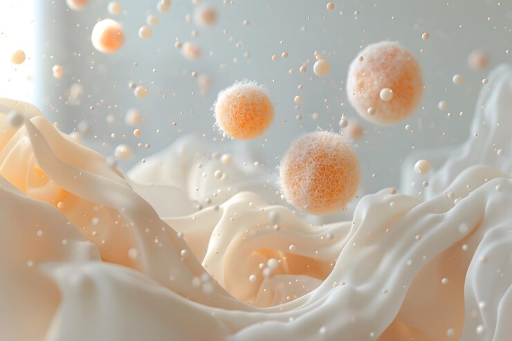 Representación abstracta de la vida microbiana en un entorno fluido