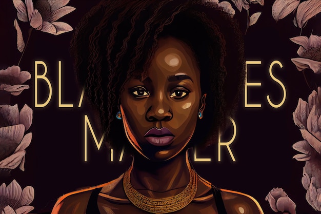 Representación del activismo de Black Lives Matter que lucha contra el racismo y aboga por la igualdad Retrato de una mujer africana contra un fondo texturizado