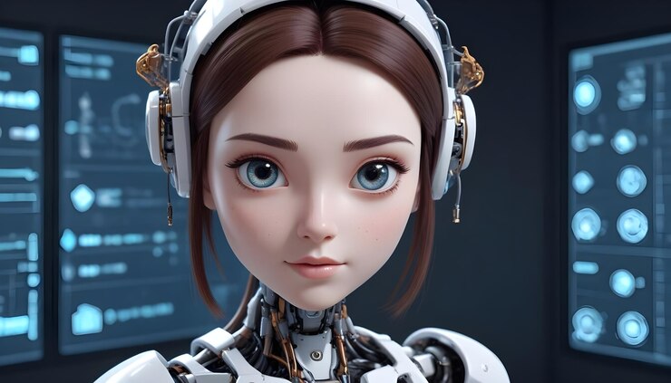 Foto representación agi de robot ai femenino futurista con características parecidas a las humanas