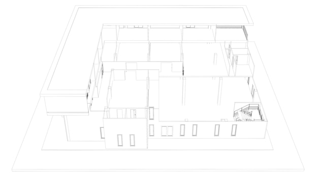 Representación arquitectónica de cuadros de alambre