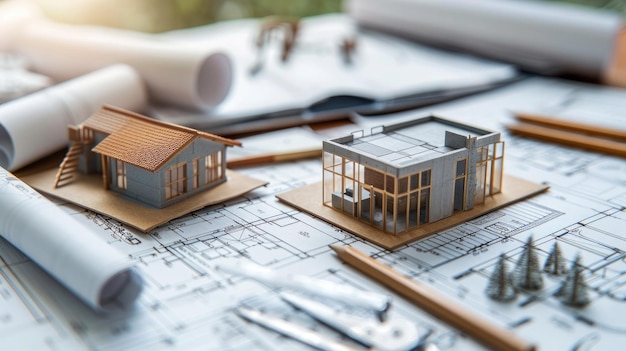 representación arquitectónica moderna o concepto de diseño de un edificio
