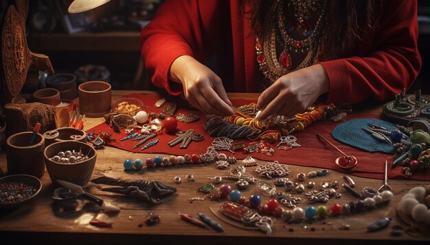 una representación artística en 3D de una sesión de artesanía de Martisor