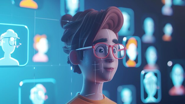 Una representación artística de un avatar 3D que participa en una conferencia digital que hace hincapié en el papel