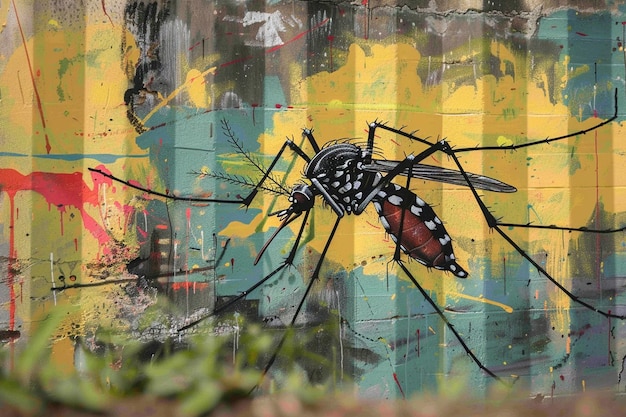 Representación artística de un mur de prevención del dengue