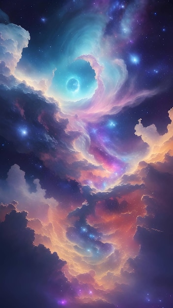 Una representación artística de un paisaje celeste etéreo donde el cielo generó ai