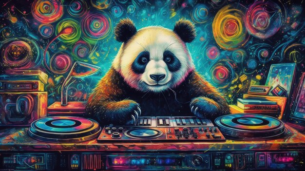 Una representación artística de un panda DJ