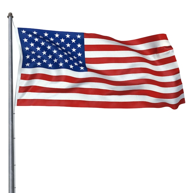 Representación de la bandera americana (aislada en blanco y camino de recorte)