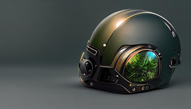 Representación de un casco de seguridad futurista militar digital. representación 3d Ilustración de trama.