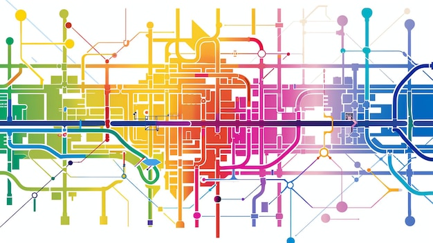 Foto una representación colorida y abstracta de un mapa de la ciudad