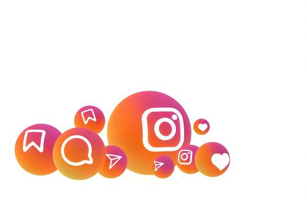 Representación del conjunto de iconos de Instagram sobre fondo blanco