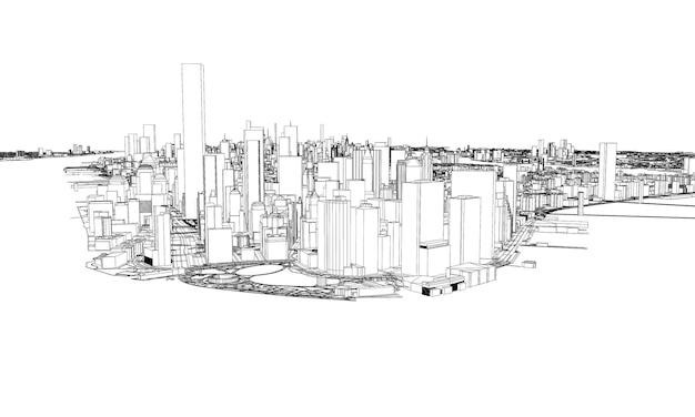 Representación d del mapa de la ciudad de estilo de plano mínimo de nueva york