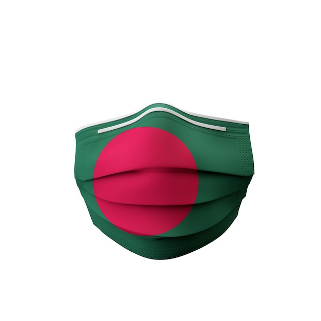 Representación d de máscara médica protectora de bandera de bangladesh