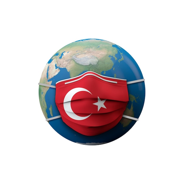 Representación d de máscara médica protectora de bandera de turquía