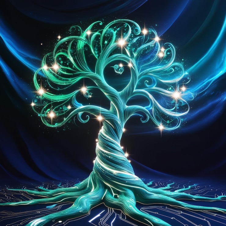 Foto una representación digital abstracta de un árbol