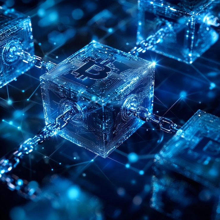 Foto una representación digital de una aplicación dapp descentralizada que se ejecuta en una red blockchain