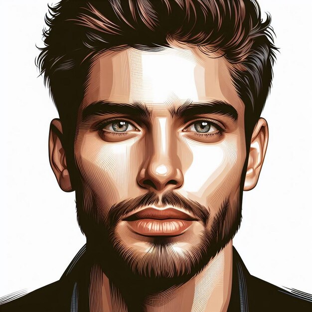 Una representación digital de las características faciales de un hombre