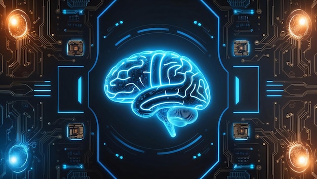Representación digital del cerebro humano que muestra inteligencia avanzada y conectividad Tecnología c