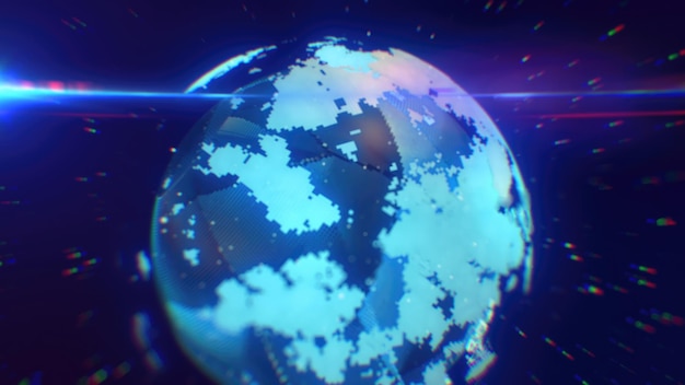 Una representación digital enfriada de la Tierra que muestra patrones pixelados y futuristas
