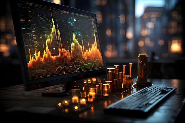 Foto una representación digital de gráficos del mercado de valores y visualizaciones de datos