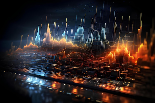 Foto una representación digital de gráficos del mercado de valores y visualizaciones de datos