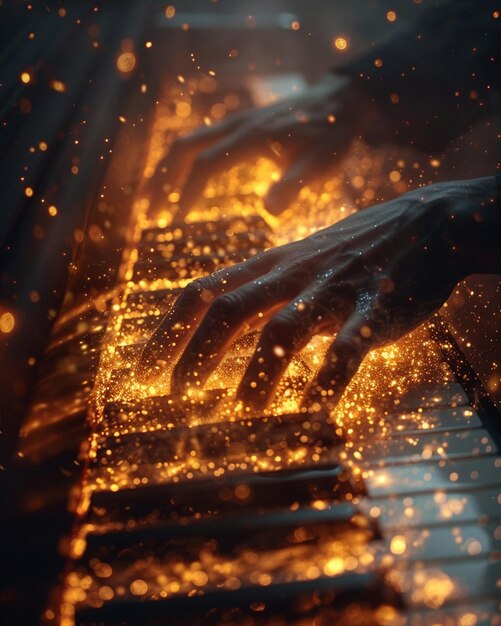 Foto una representación digital de las manos tocando un piano