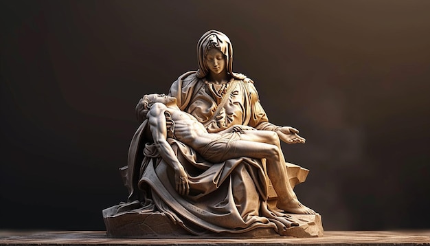 una representación estilizada en 3D de la escultura de la Pieta