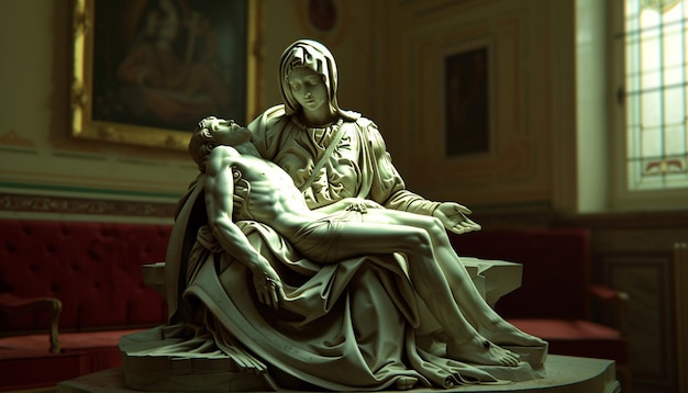 Foto una representación estilizada en 3d de la escultura de la pieta