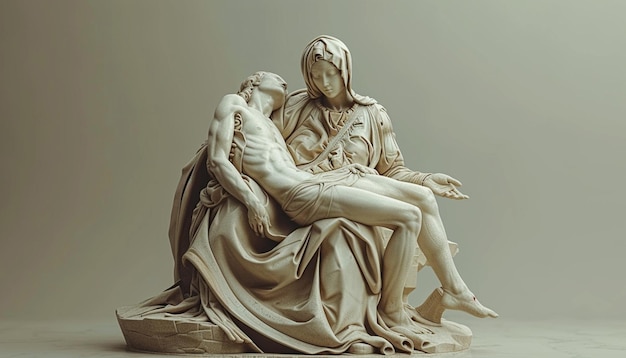 una representación estilizada en 3D de la escultura de la Pieta