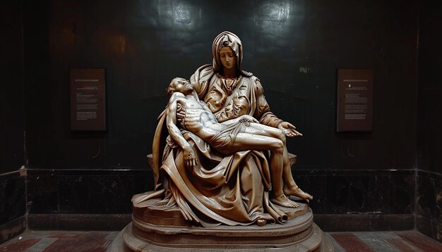 una representación estilizada en 3D de la escultura de la Pieta