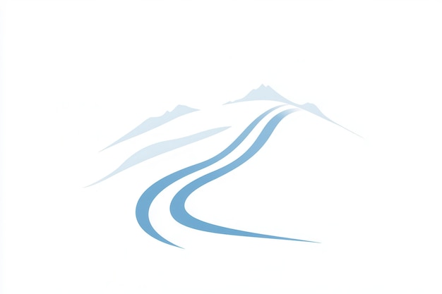 Representación estilizada de una pista de esquí que serpentea a través de montañas cubiertas de nieve que transmite una sensación de movimiento y tranquilidad IA generativa