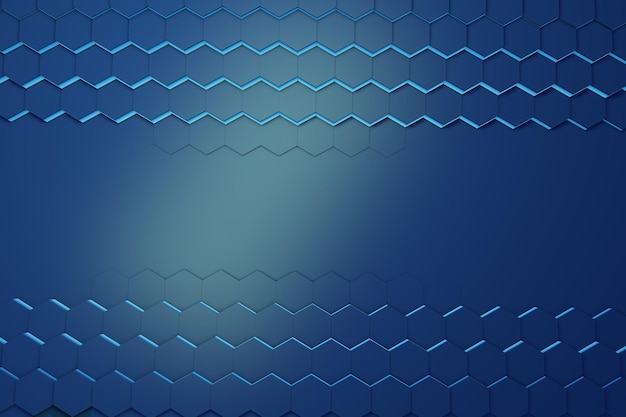 Representación de fondo d de patrón de hexágono azul brillante